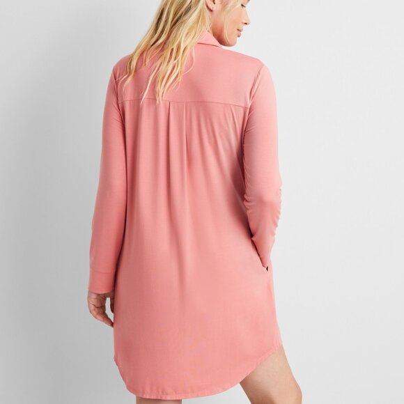 #21. State of Day Women's Fluid-Knit Collared Sleepshirt - Picture 6 of 8